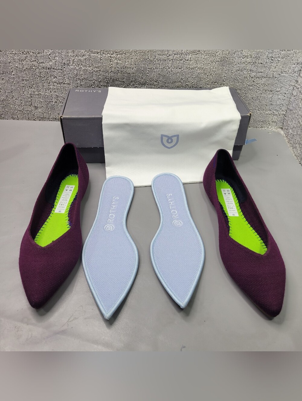 ROTHY'S The Merino Aubergine Pointed Shoes Women's Size US 7, 9.5, 11.5 RETIRED - Picture 6 of 10